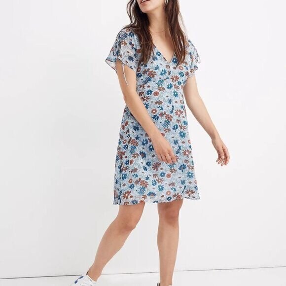 NWOT Madewell Open Back Mini Dress in Wildflower Garden Womens Sz 4 Sold Out - Picture 2 of 12